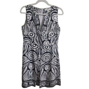Banana Republic Black White Floral 100% Silk Sleeveless Sheath Dress Size 8
